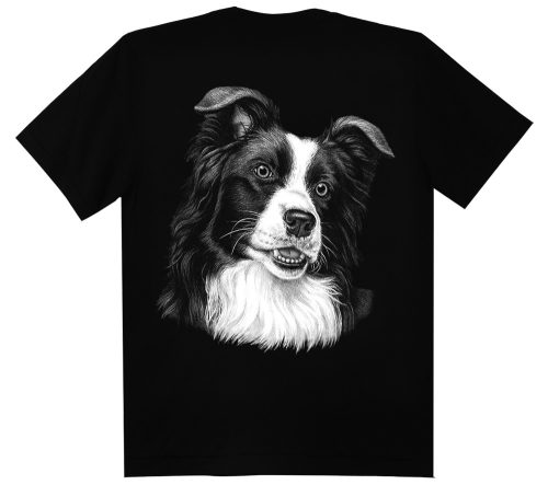 Border collie kutyás - Férfi / Unisex Pamut Póló -S