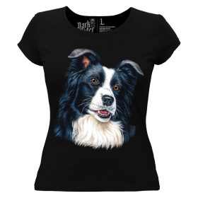 Border collie kutyás - Női Pamut Póló -XS