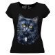 Fekete macskás -cicás - Női Pamut Póló -L
