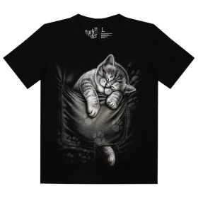 Cica zsebben - cicás - Gyerek Pamut Póló -S