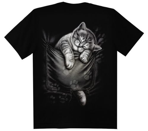 Cica zsebben - cicás - Gyerek Pamut Póló -S