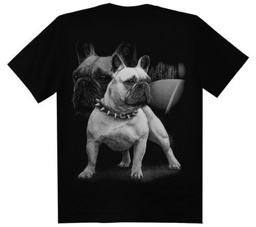 Francia bulldog kutyás - Férfi / Unisex Pamut Póló -L