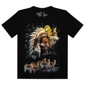 Indián Farkassokkal  -  Férfi / Unisex Indiános Póló -S