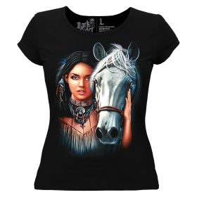 Indián Lovas-Lány Női Pamut Póló -XS