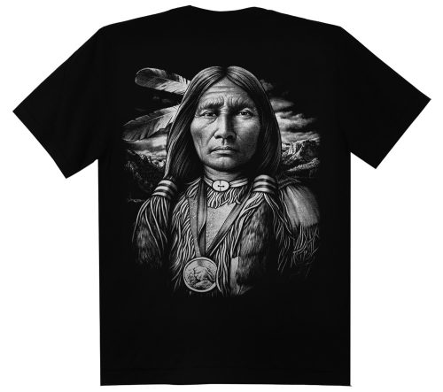 Indián portré  -  Férfi / Unisex Pamut Póló -S