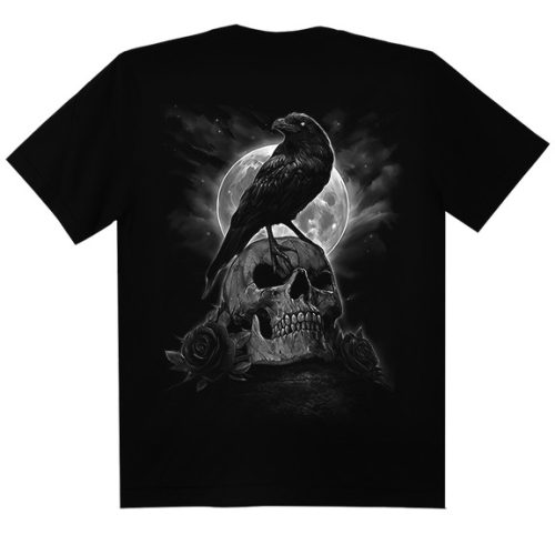 Koponya Hollóval -  Férfi / Unisex Koponyás Póló -S