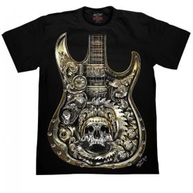 Gitár-mintás Férfi Pamut Póló