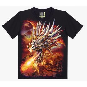 Tüzes Sárkány-mintás  Férfi Pamut Póló