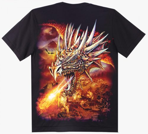 Tüzes Sárkány-mintás  Férfi Pamut Póló