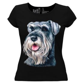 Schnauzer kutyás - Női Pamut Póló -XS